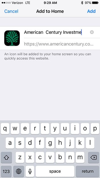 Type in a name and tap Add at the top of the screen.
