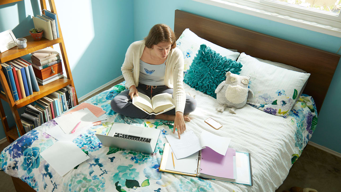 A student studying for a test.