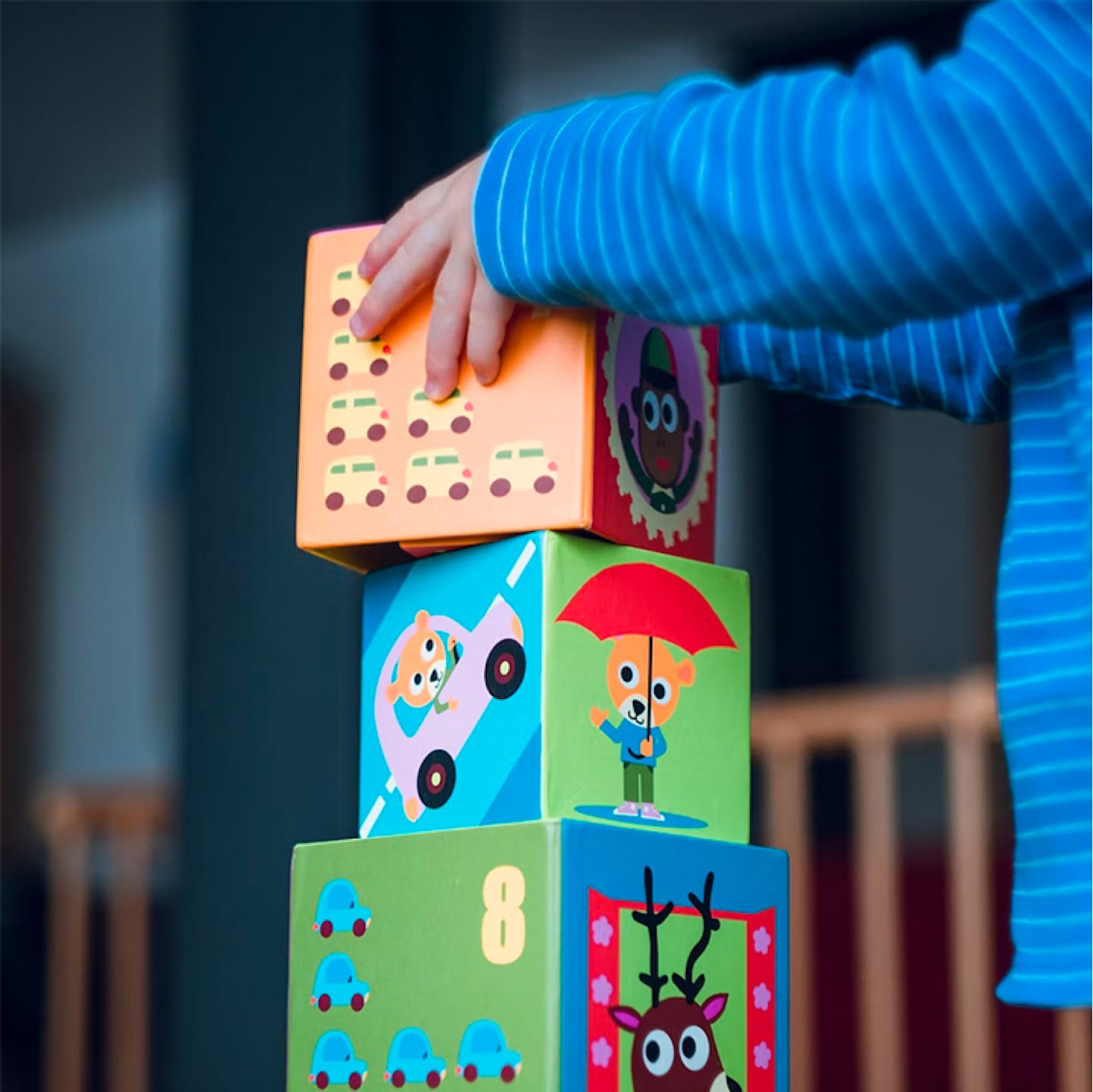 Toddler stacking toy blocks. 