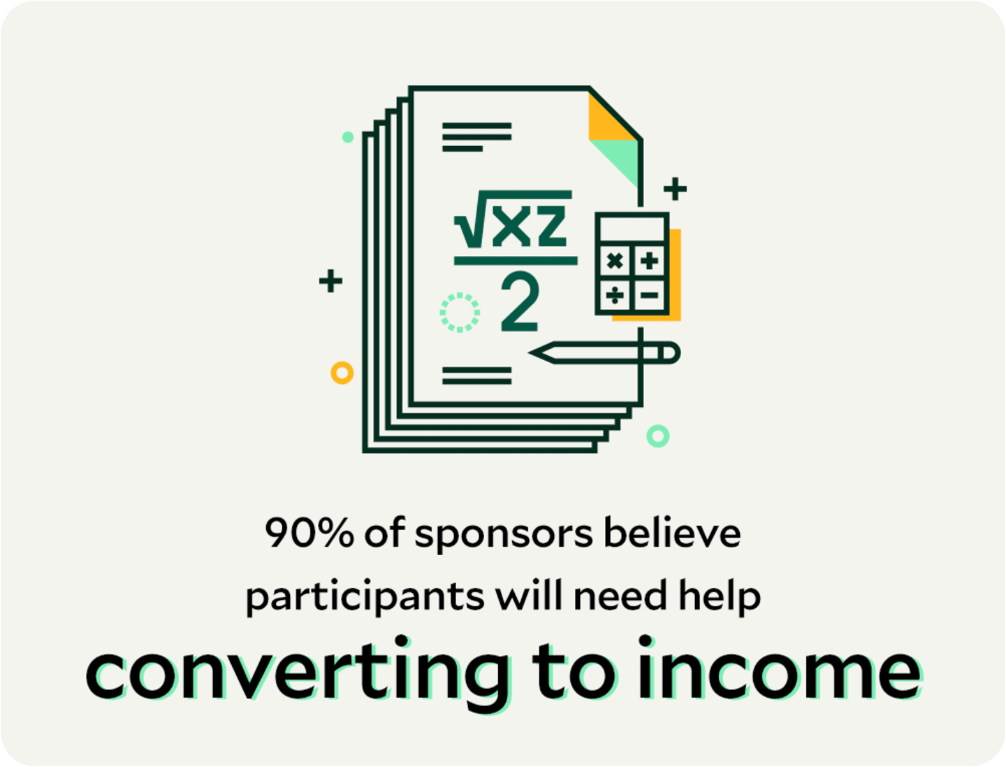 90% of sponsors believe participants will need help converting to income.