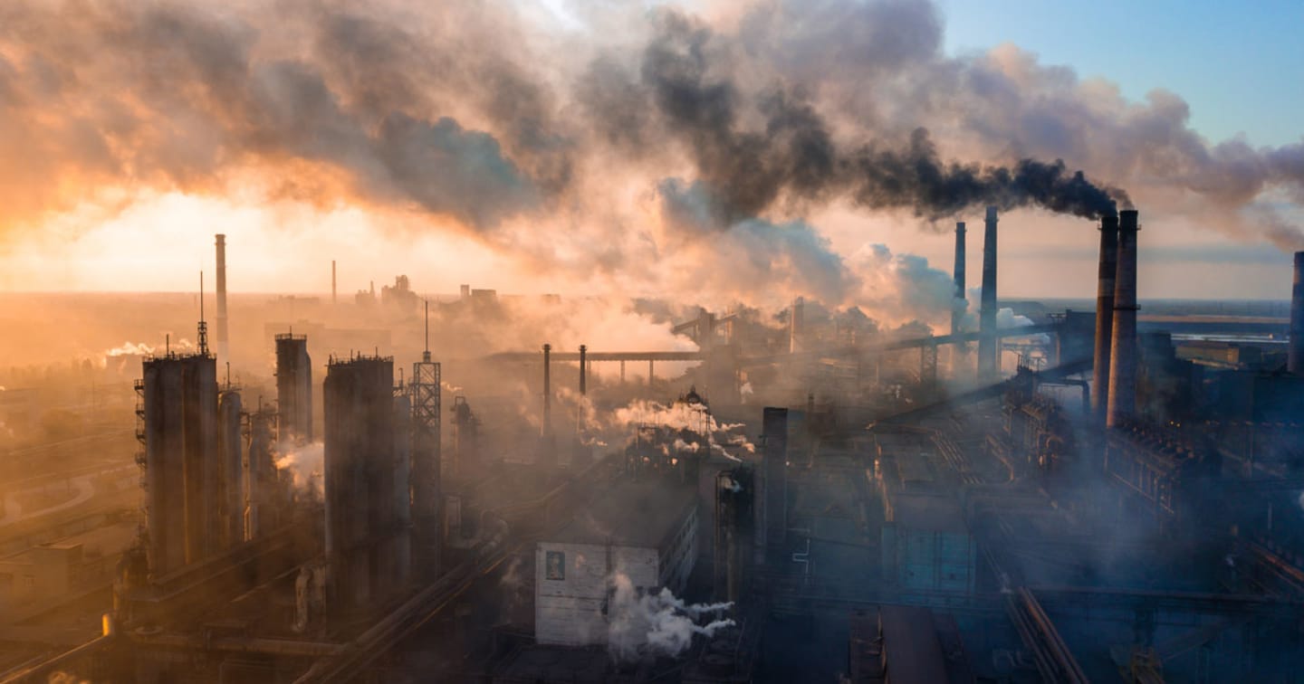 Aerial view of power plant.