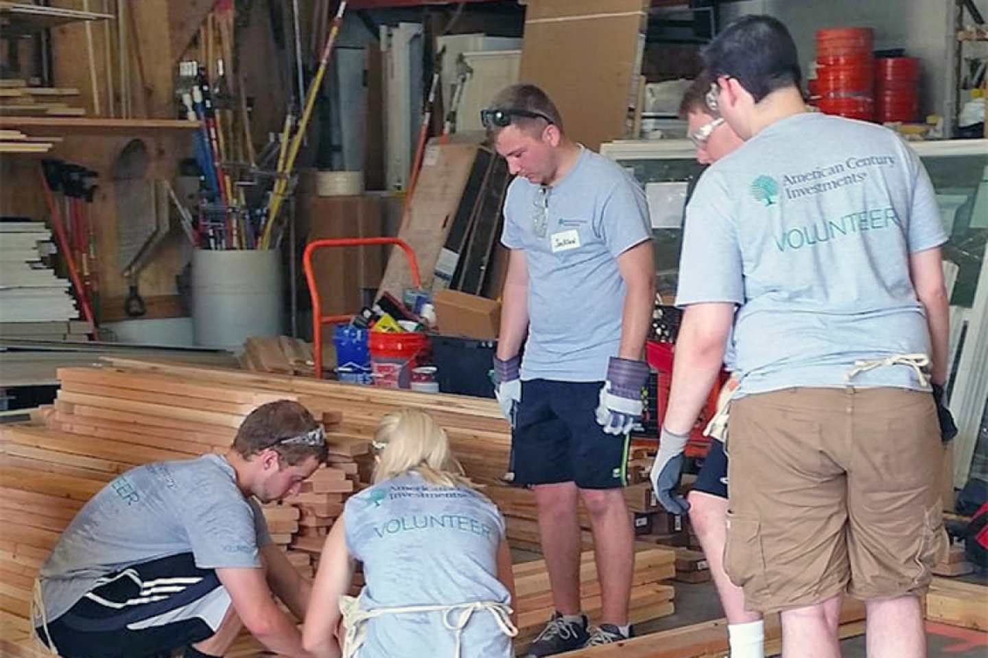 American Century employees volunteering at Habitat for Humanity.