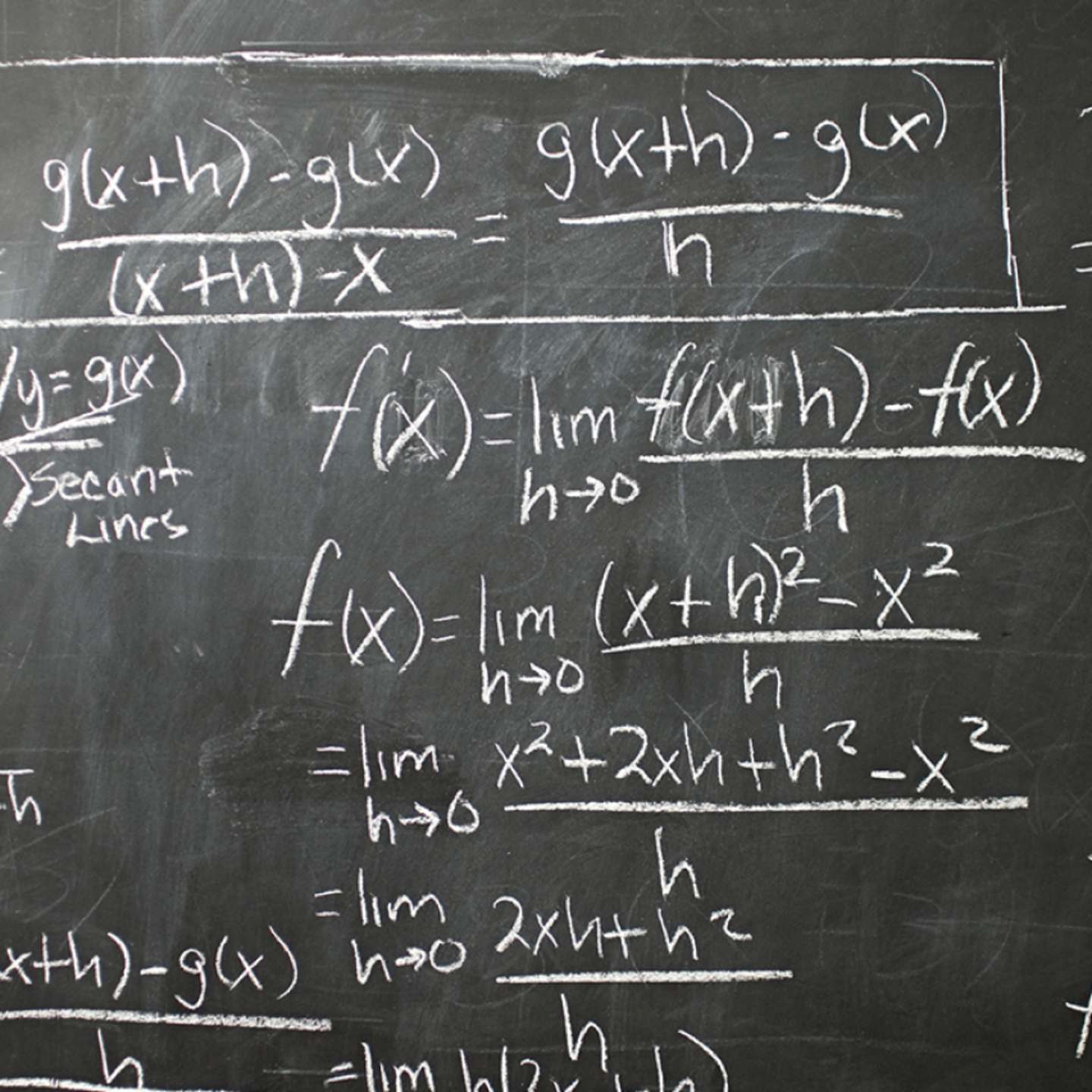 Chalkboard with math equations.