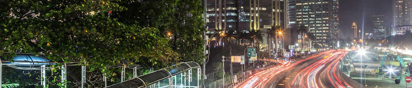 Busy city at night.