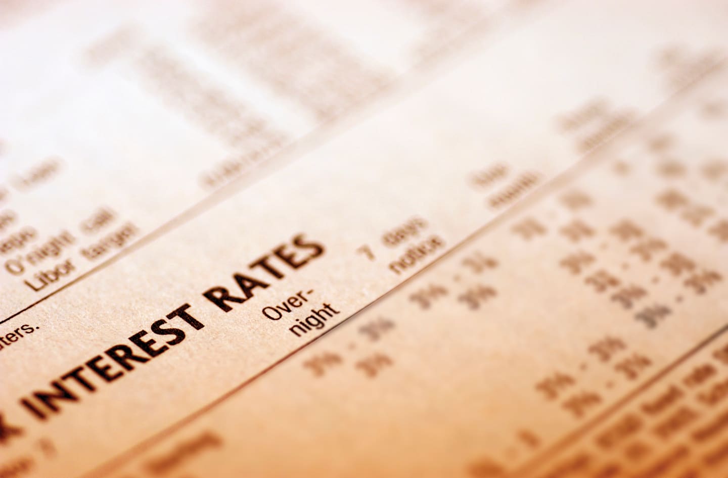 Document showing interest rates. 