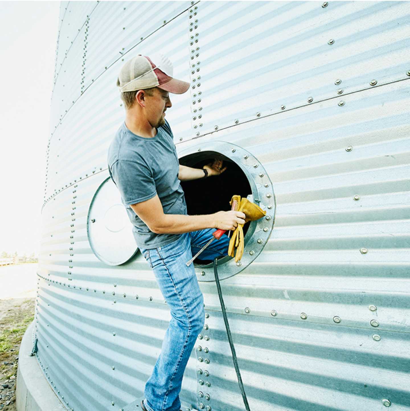 Man working on home improvement project. 