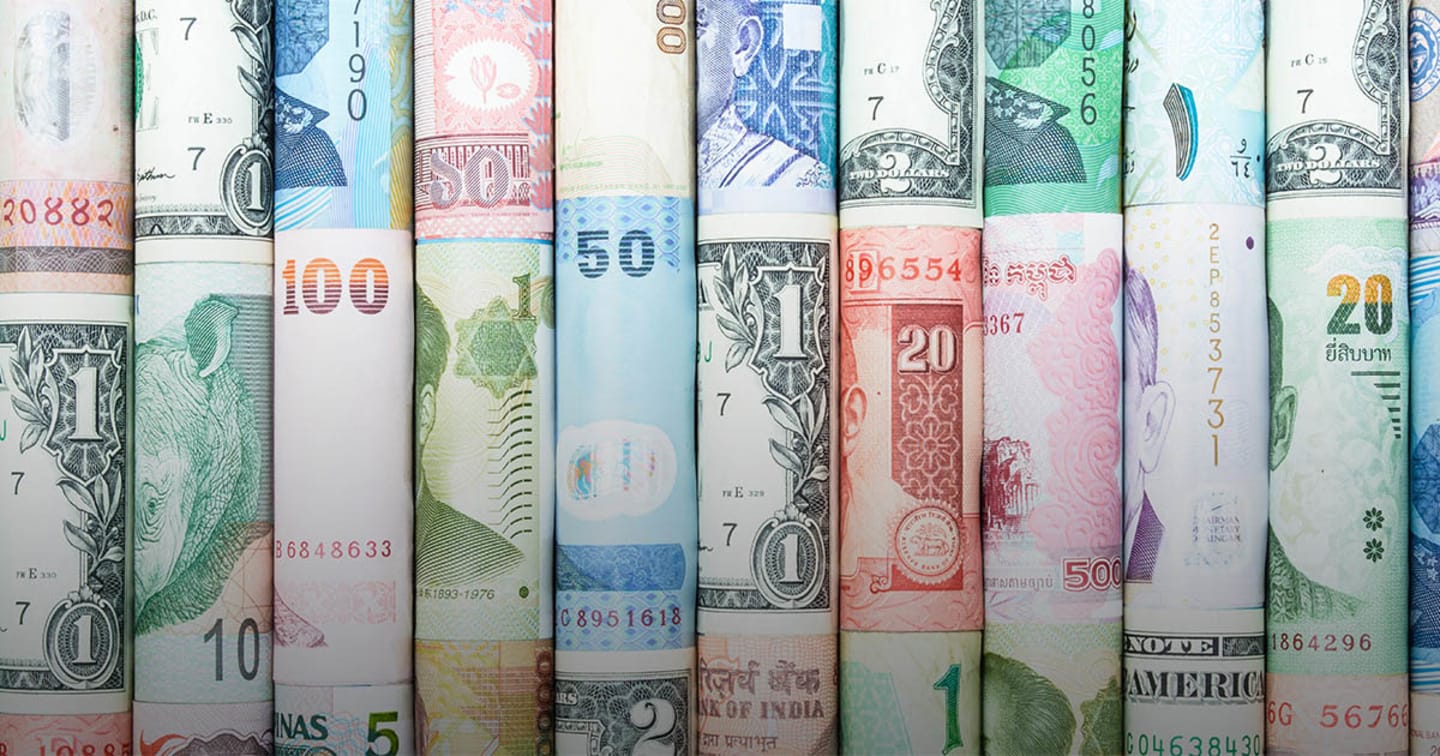 Image of various currencies from around the world.