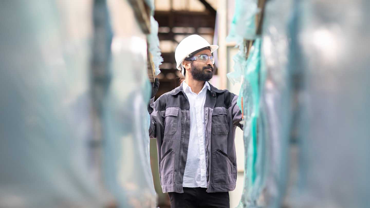 Man in warehouse. 