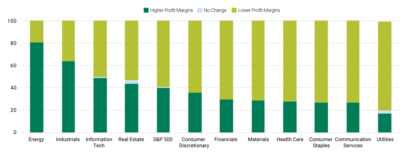 Most Companies Outside Energy and Industrials Reported Lower Profit Margins.