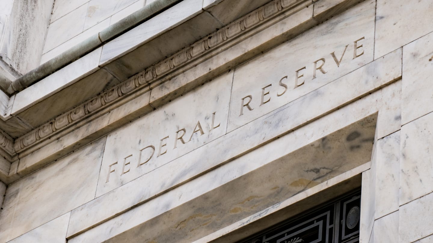 Facade on the Federal Reserve Building in Washington DC.