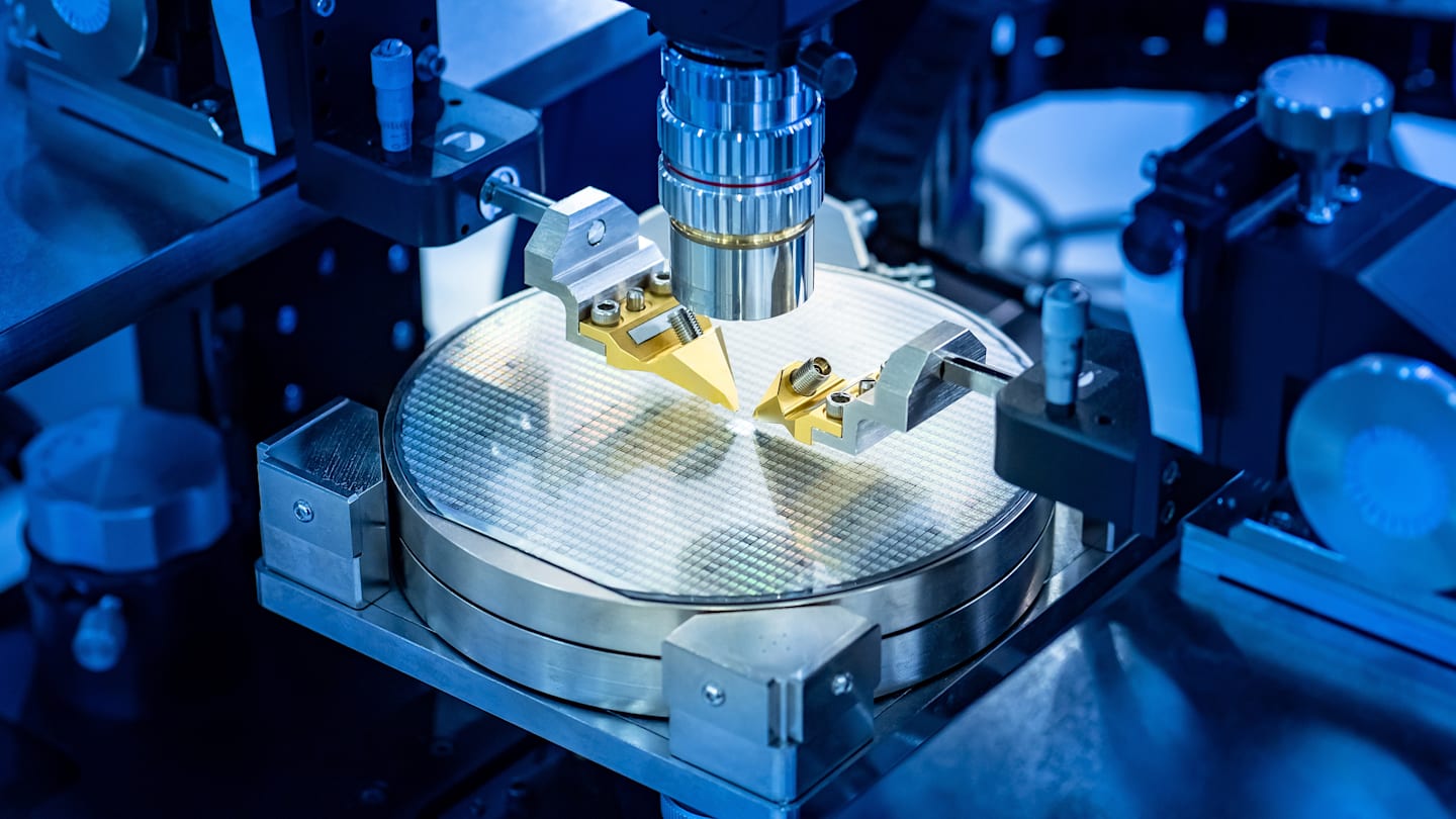 A semiconductor being made.