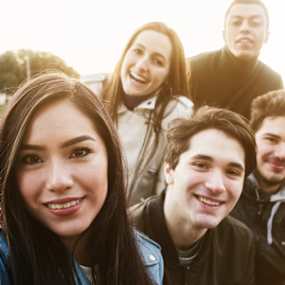 Group of fashionable young adults.