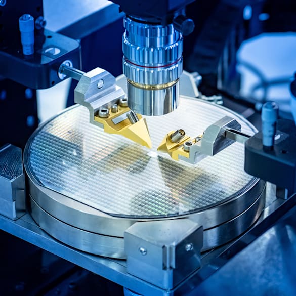 A semiconductor being made.