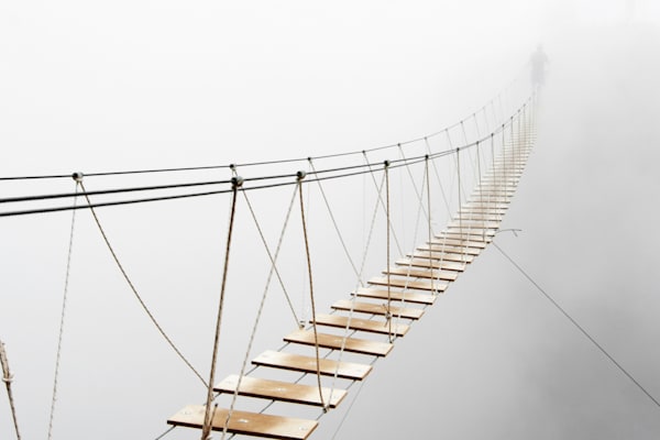 Bridge over large open area.